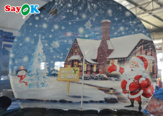 クリスマスの雪の世界のクリスタル ボールの膨脹可能な泡テントの背景の印刷