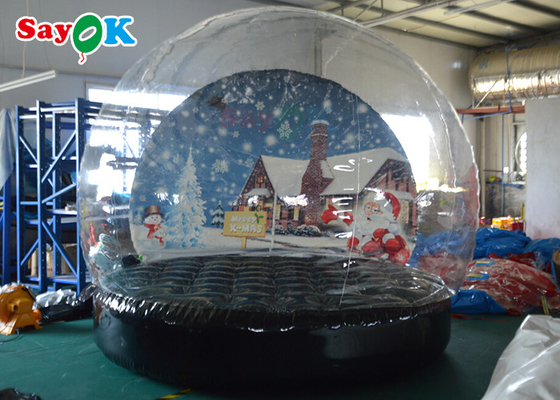 クリスマスの雪の世界のクリスタル ボールの膨脹可能な泡テントの背景の印刷