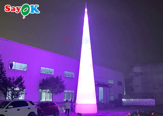 7m 23ft ホワイト LED インフレータブル トラフィック コーン 色が変化するライト付き