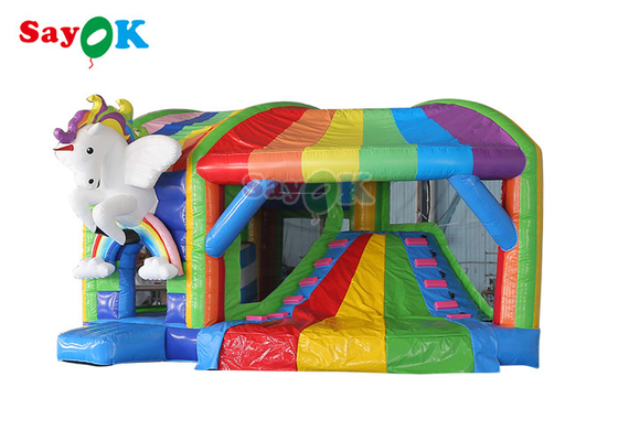 虹の子供のスライドが付いている膨脹可能な跳躍の城のユニコーンの弾力がある城
