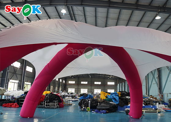 後援される X の形の膨脹可能なスパイダーのテントの広告プロモーション テントの白とピンク