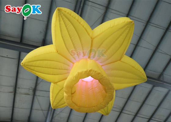 LED が付いている黄色の 1.0m の膨脹可能な照明装飾掛かるバラの花