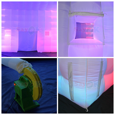8m 大きな立方体 エアテント LED 80 人 パーティー イベント エアブローバー付き充気テント