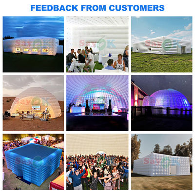 無料 デザイン 巨大 白い立方体 エアテント PVC タールパウリン イベント 充気テント