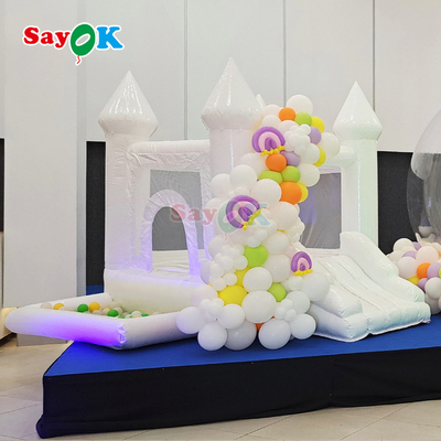 Sayok 白いウェディングパーティー 小型バウンスハウス インフレータブルバウンスキャッスル ボールピット付き