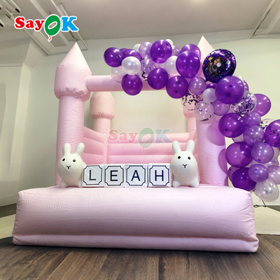 Sayok ピンクのインフレータブル小型バウンスハウス、誕生日パーティー用ホワイトインフレータブルバウンスキャッスル