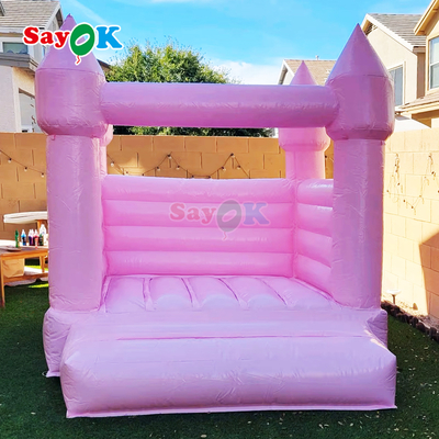 Sayok ピンクのインフレータブル小型バウンスハウス、誕生日パーティー用ホワイトインフレータブルバウンスキャッスル