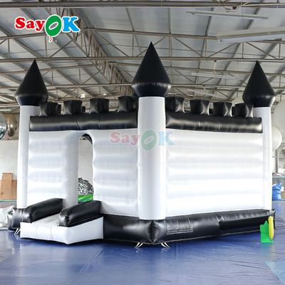 白と黒のインフレータブルバウンスキャッスル 屋外イベント用インフレータブルバウンスハウス