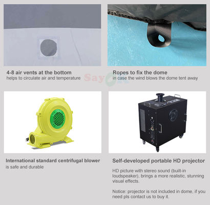 100% 遮光 難燃性 インフレータブル プラネタリウム ドーム、無料3Dデザインとカスタム印刷付き