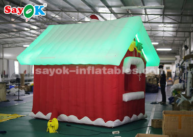 SGS ROHSの膨脹可能なクリスマスのサンタクロースの家の赤+白い色