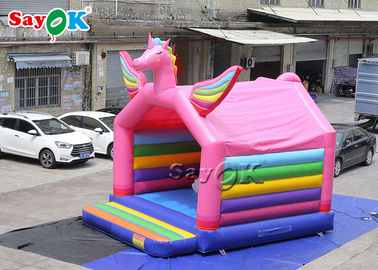 子供のための5x4mH王女Pink Rainbow Unicorn Inflatableのの跳ね上がりの城