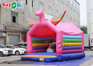 子供のための5x4mH王女Pink Rainbow Unicorn Inflatableのの跳ね上がりの城