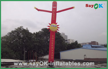 オックスフォードのナイロンを印刷するロゴの商業赤い6m膨脹可能な管の人を広告している空気ダンスの人