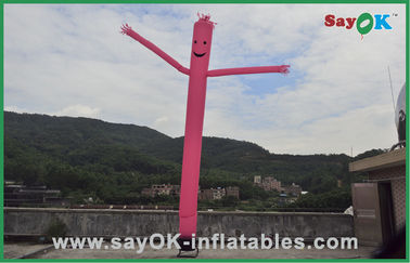広告のための送風機750wを持つ1人の脚の空気ダンサーのピンクの小型膨脹可能な空気ダンサー