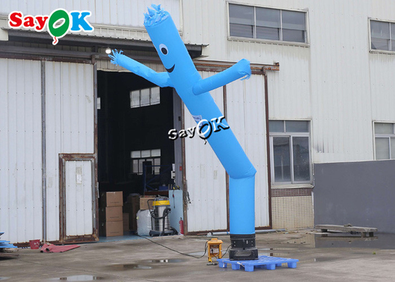 送風機を持つ膨脹可能で風変りな振る管の人5mの青い単一の足の膨脹可能な空気ダンサーの波の人