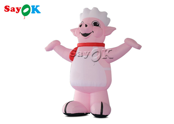 4m13ftの風船 マスコット ピンク ブローアップ 漫画キャラクター 豚 料理人 レストラン開店のモデル