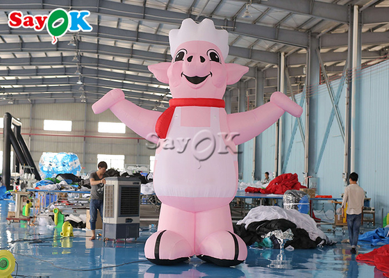 4m13ftの風船 マスコット ピンク ブローアップ 漫画キャラクター 豚 料理人 レストラン開店のモデル