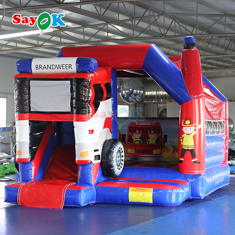 Sayok Brandweer テーマ 充気式スライド 跳び屋 コンボ 消防車 子供用の充気式跳び城