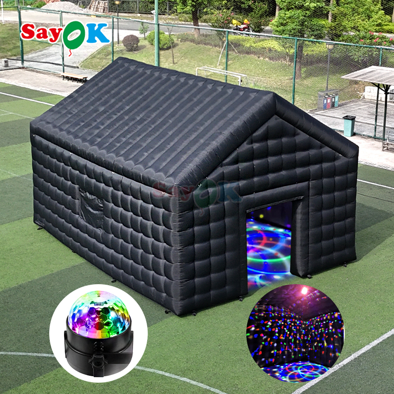 Sayok 26ft ポータブルインフレータブルナイトクラブ アウトドアパーティー インフレータブルディスコテント ブラックナイトクラブ ライト付き
