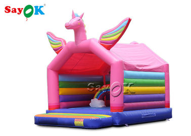 子供のための5x4mH王女Pink Rainbow Unicorn Inflatableのの跳ね上がりの城