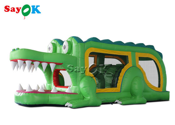 充気式ドライスライド ジャンピングバウンサー 屋外 室内 グリーンアリガター 充気式バウンサー スライド 8x2.8x3mH