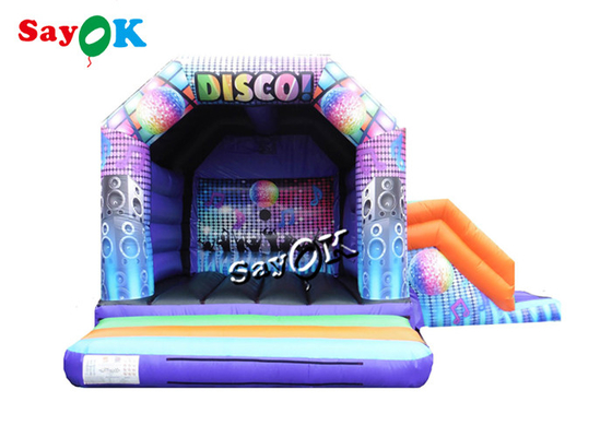 15x18ft Inflatable Disco Dome Bounce House With Slide DIGITAL Printed