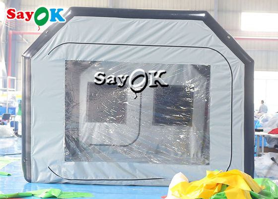 透明充気テント 8x4x3mH 黒 携帯充気エアテント 防風車スプレーブース